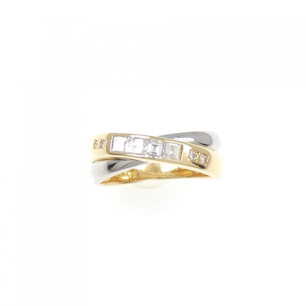 K18YG/PT Diamond ring 0.3CT