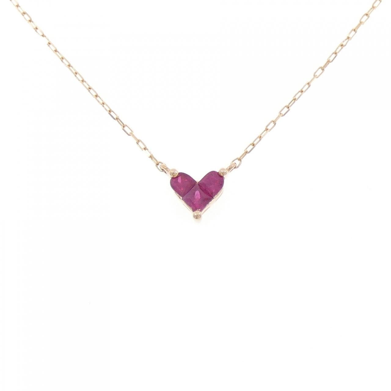 K18PG ハート ルビー ネックレス 0.25CT