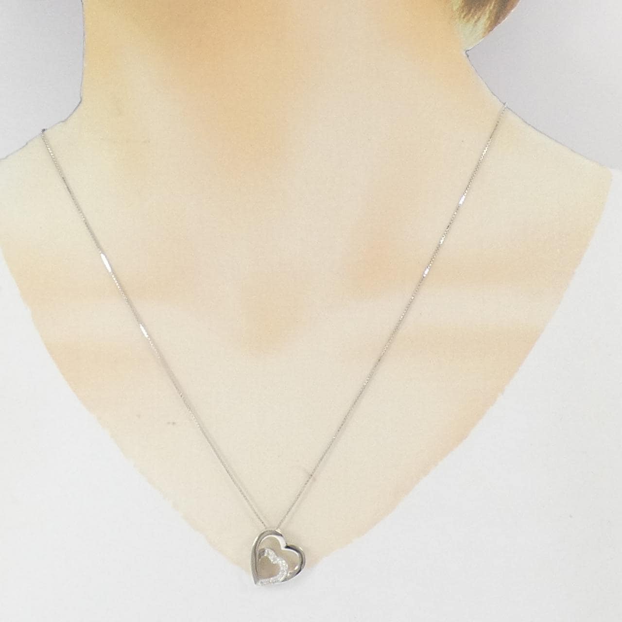 K18WG 心形鑽石項鍊 0.10CT