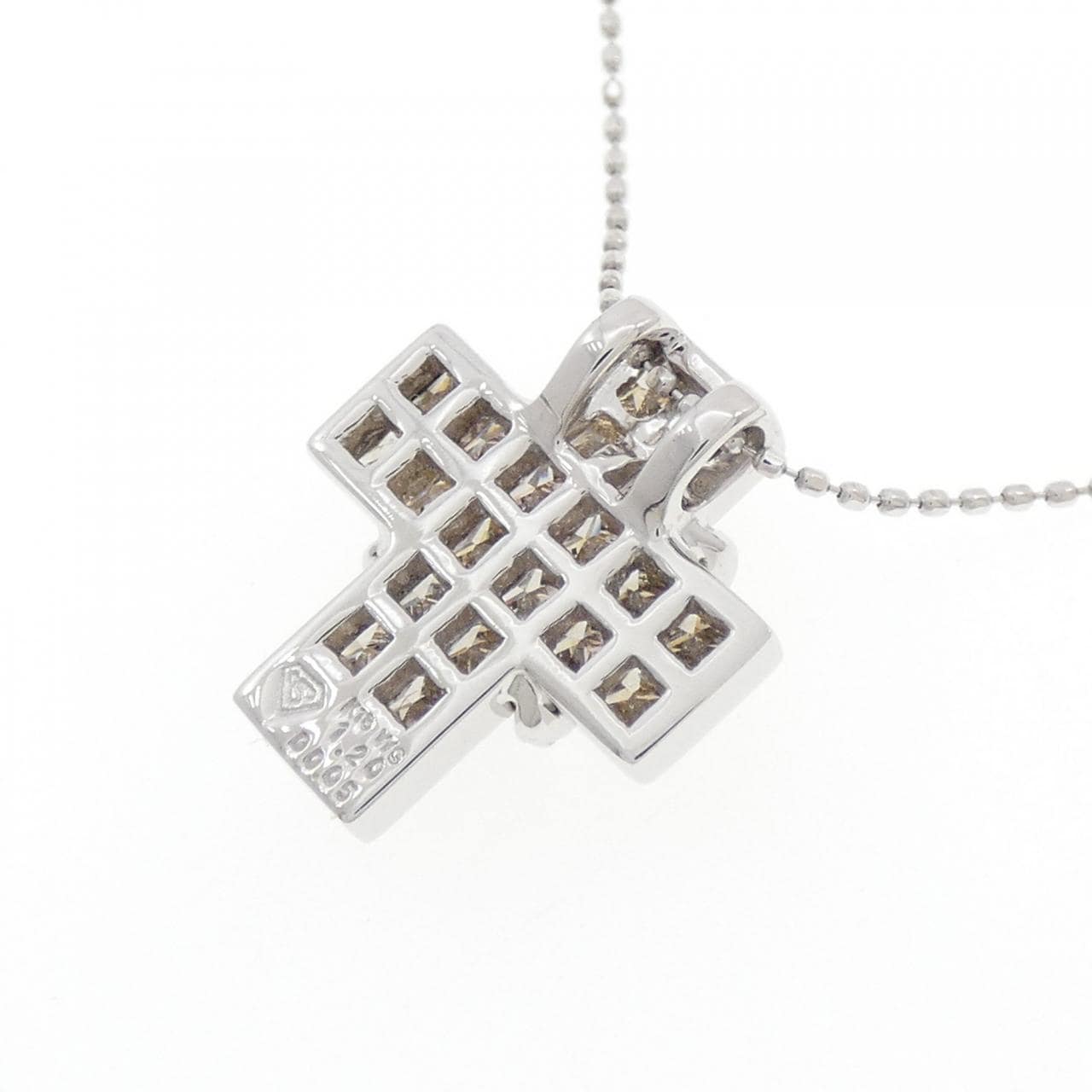 K18WG クロス ダイヤモンド ネックレス 1.20CT