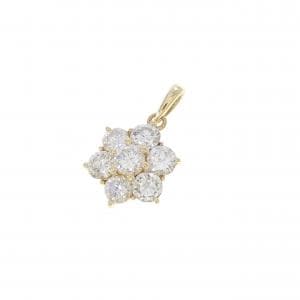 K18YG フラワー ダイヤモンド ペンダント 1.02CT