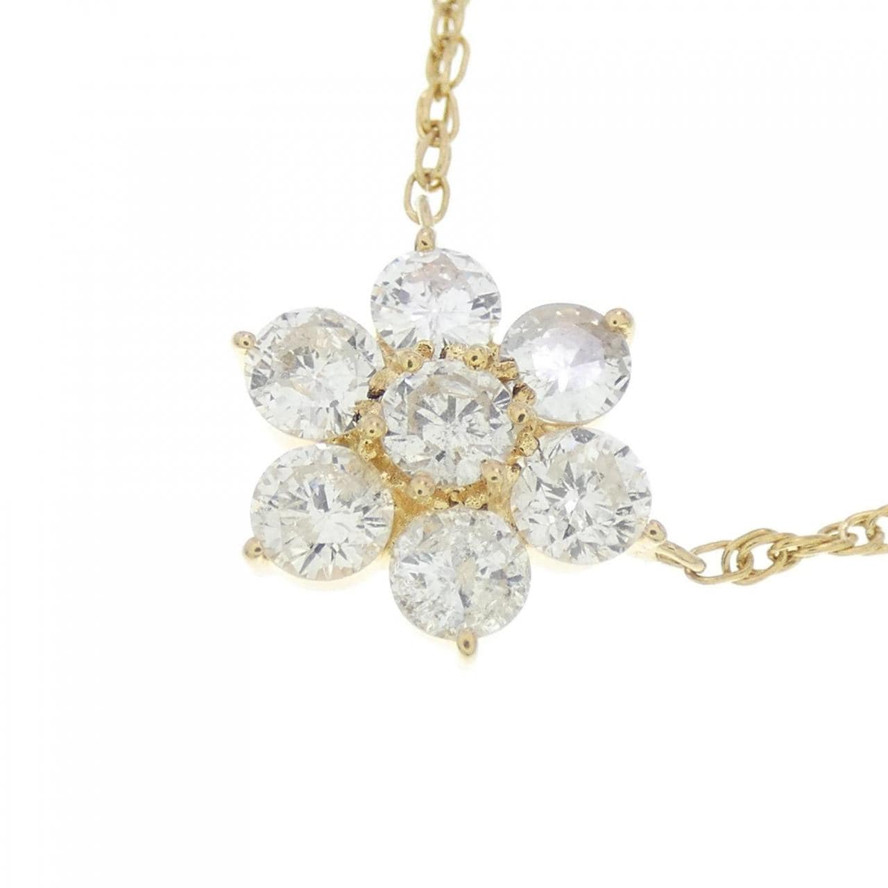 K18YG Flower Diamond Necklace 1.01CT