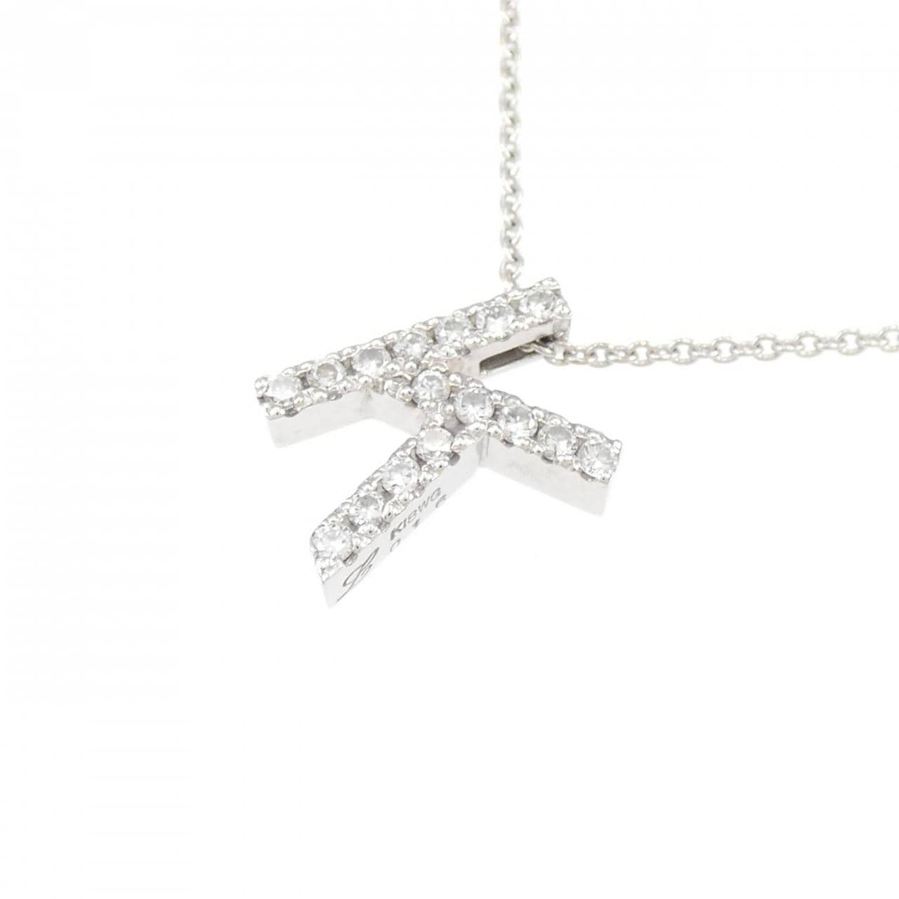 K18WG Initial K Diamond Necklace 0.16CT