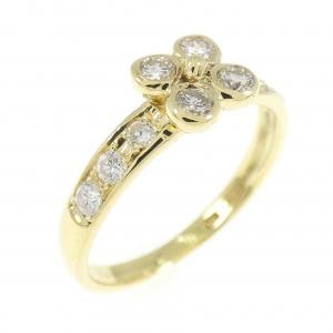 K18YG フラワー ダイヤモンド リング 0.26CT