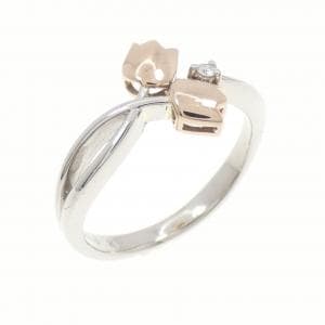 PT900/K18PG フラワー ダイヤモンド リング 0.01CT
