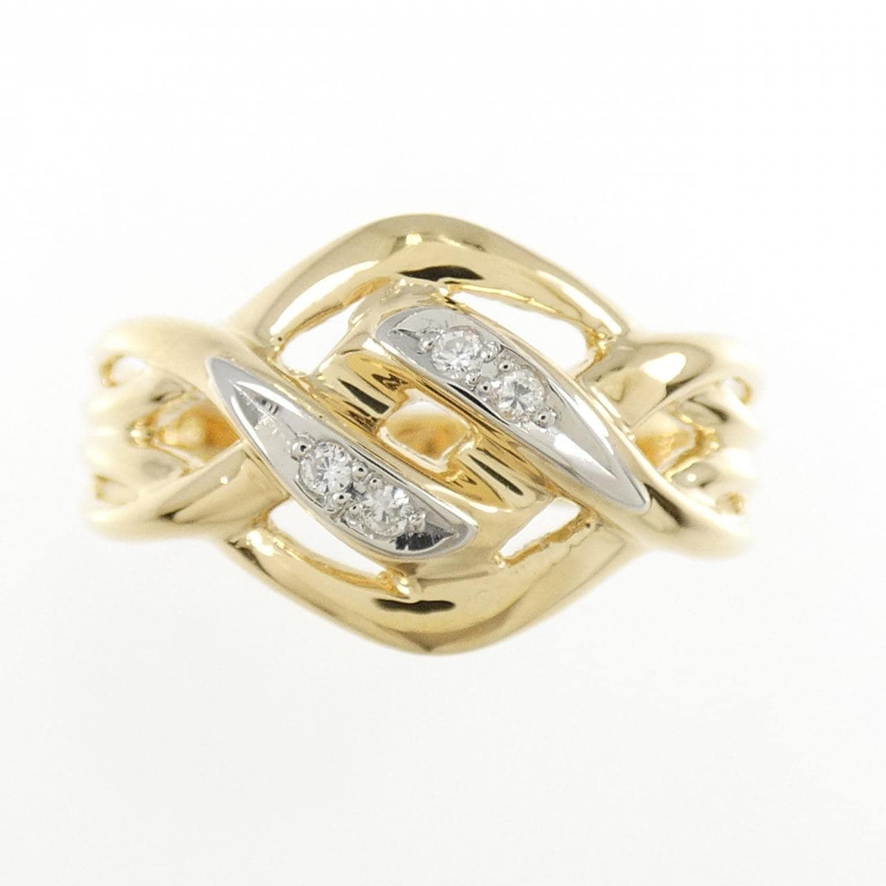 K18YG/PT900 ダイヤモンド リング 0.033CT