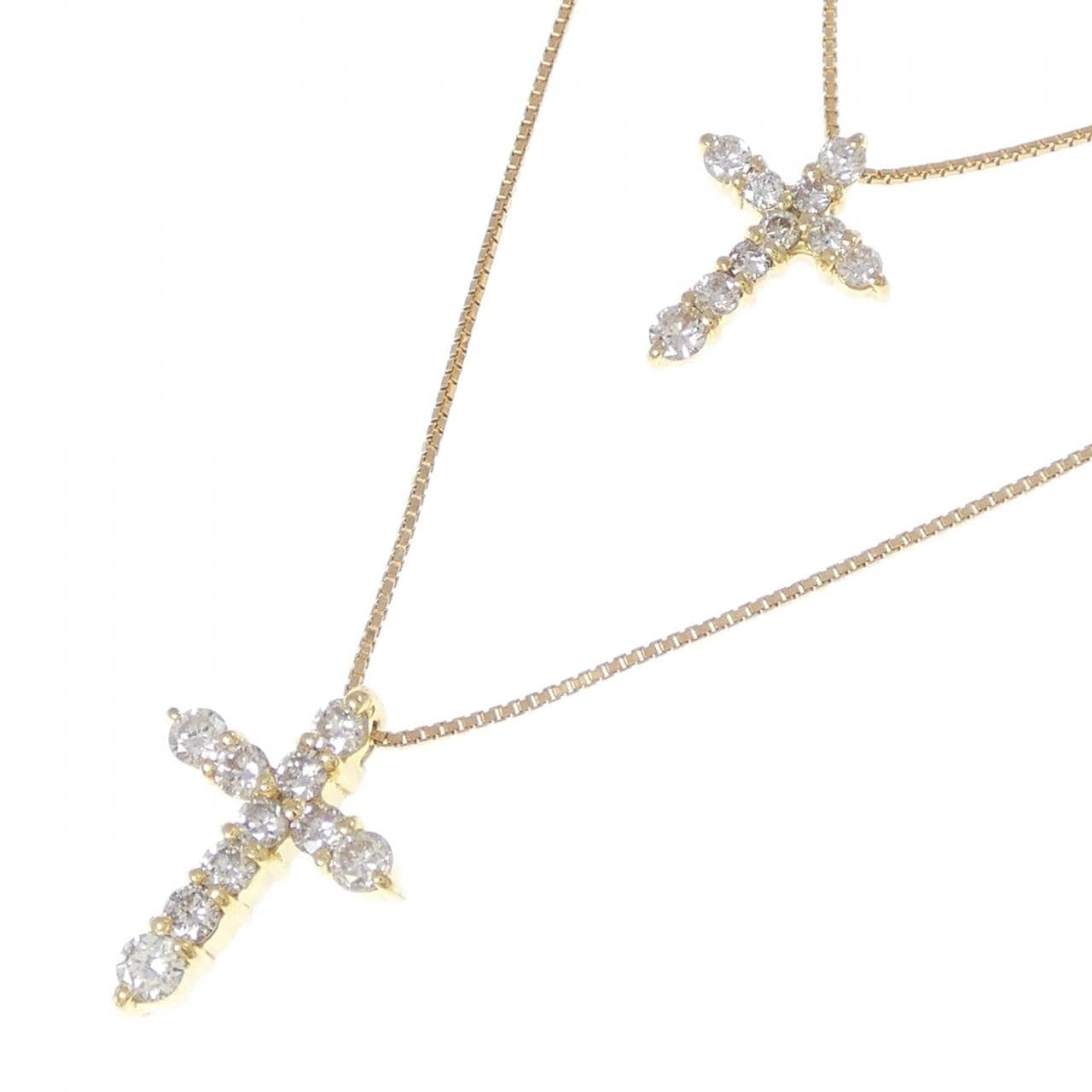 K18YG クロス ダイヤモンド ネックレス 0.2CT