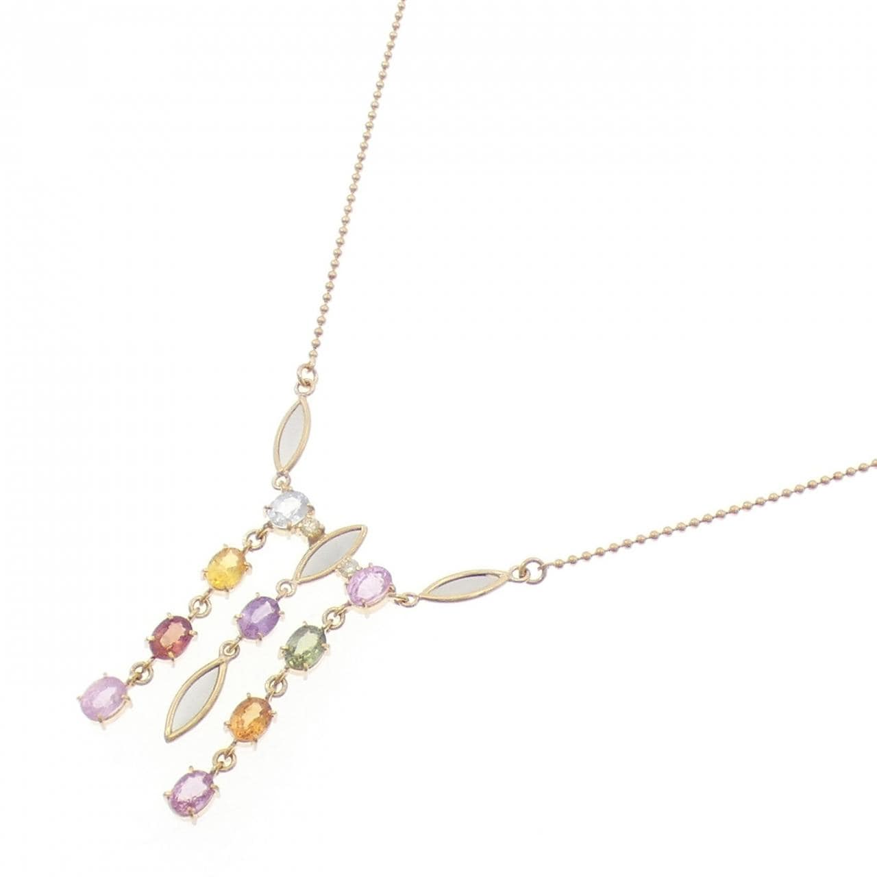 K18YG/PT850蓝宝石项链