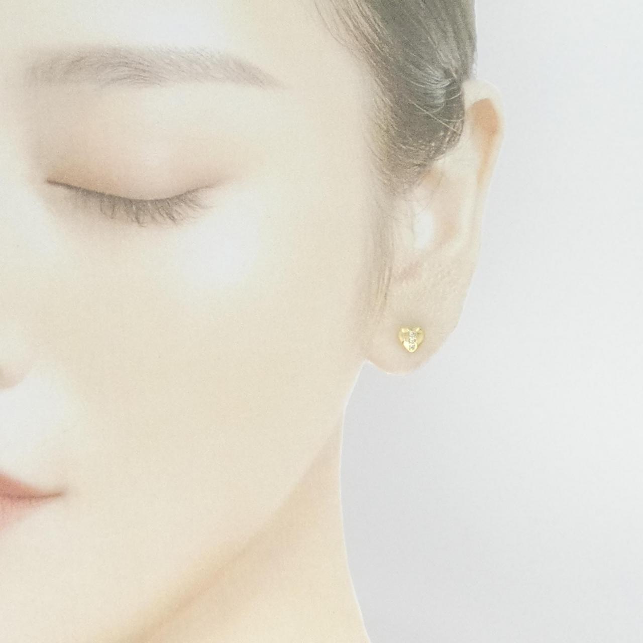 K18YG ハート ダイヤモンド ピアス 0.06CT