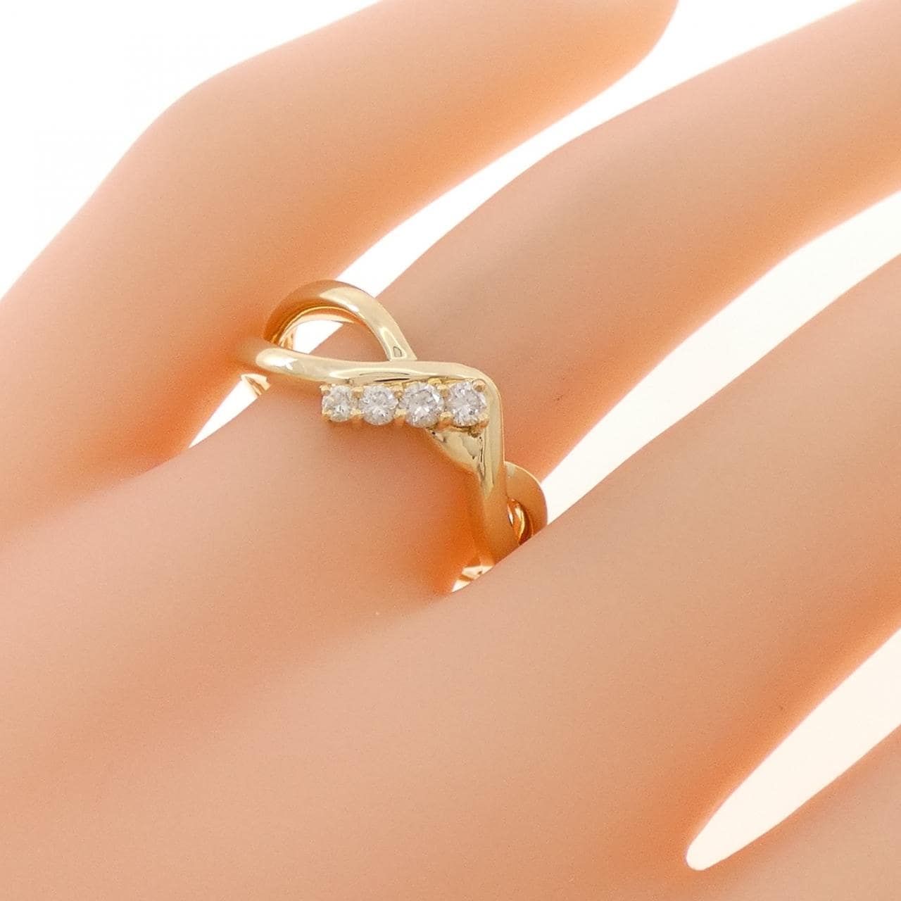 18KYG ダイヤモンド リング 0.15CT