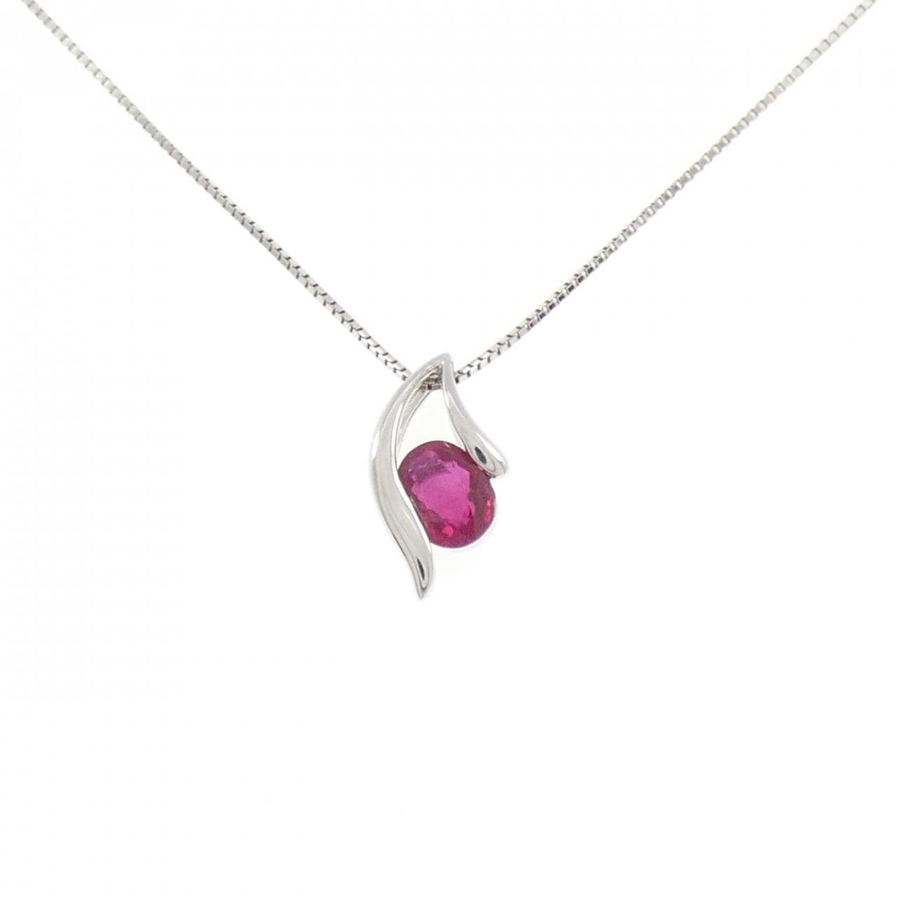 K18WG ルビー ネックレス 1.125CT