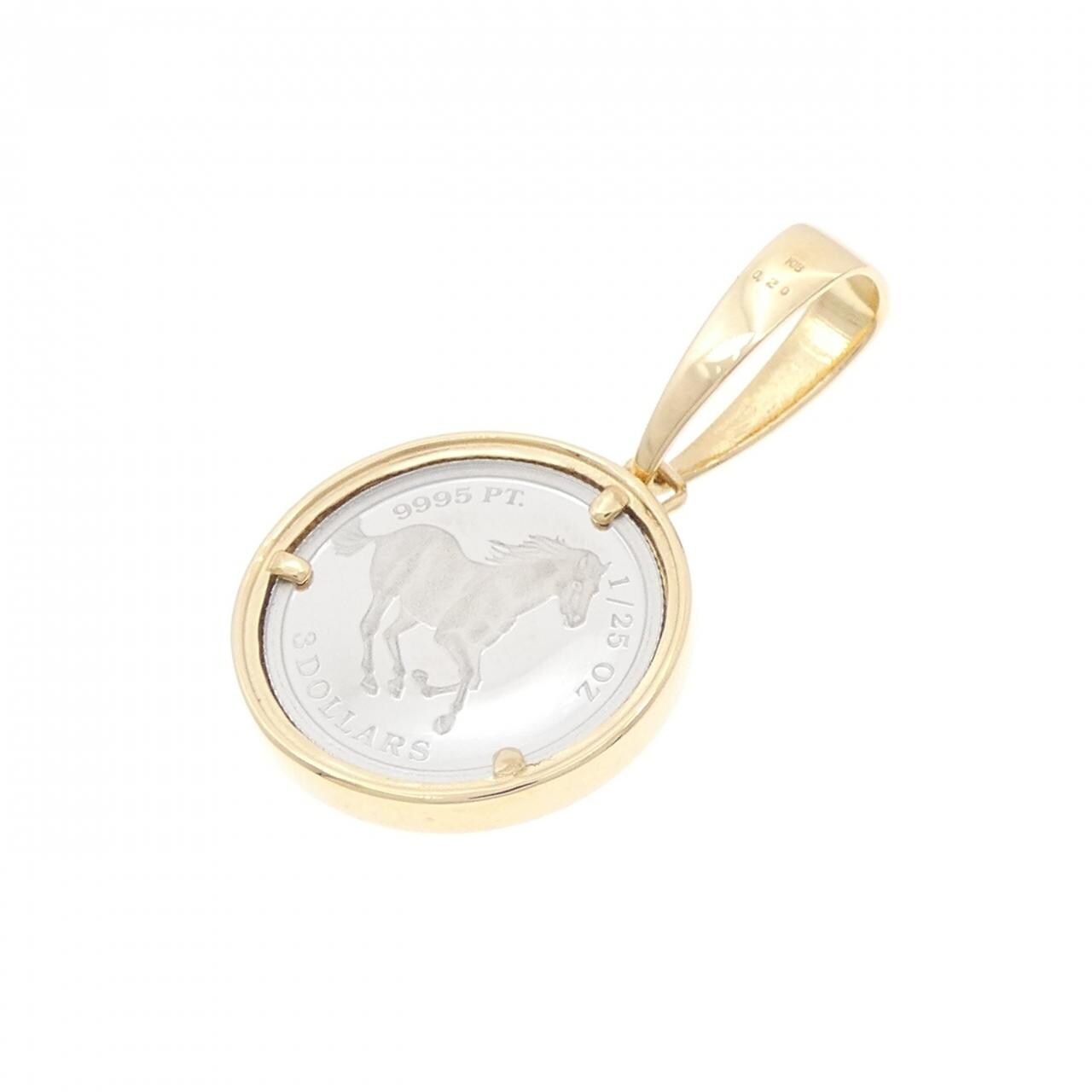 [新品] K18YG（框架）鑽石硬幣吊墜 0.20CT