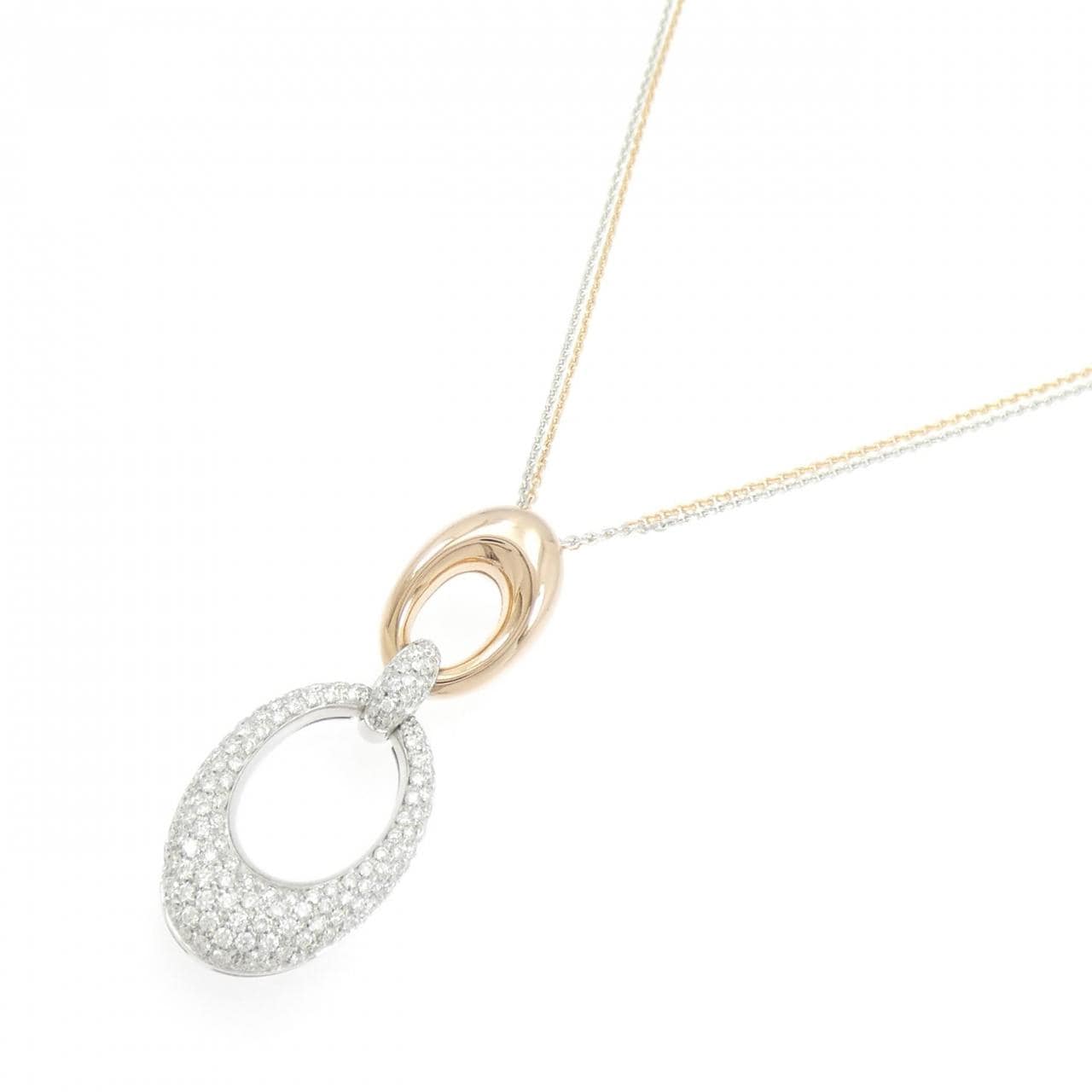 750WG/750PG パヴェ ダイヤモンド ネックレス 0.98CT