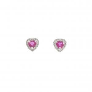 K18WG ハート ルビー ピアス 0.69CT