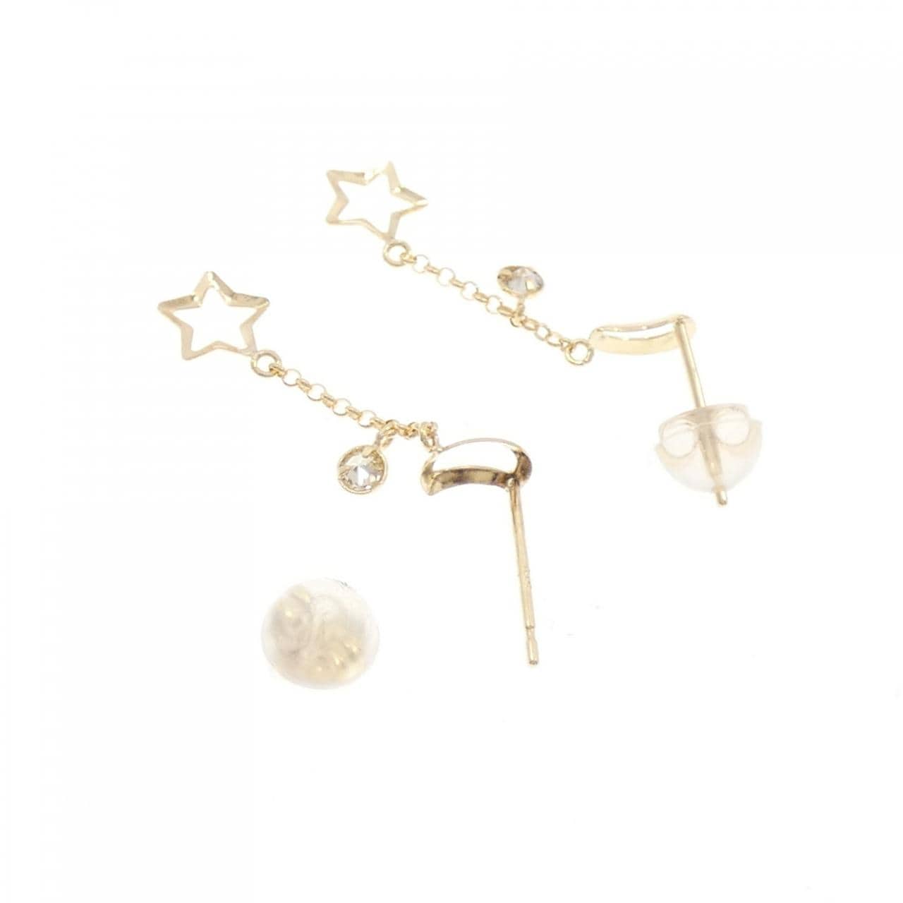 K18YG ムーン×スター ダイヤモンド ピアス 0.06CT