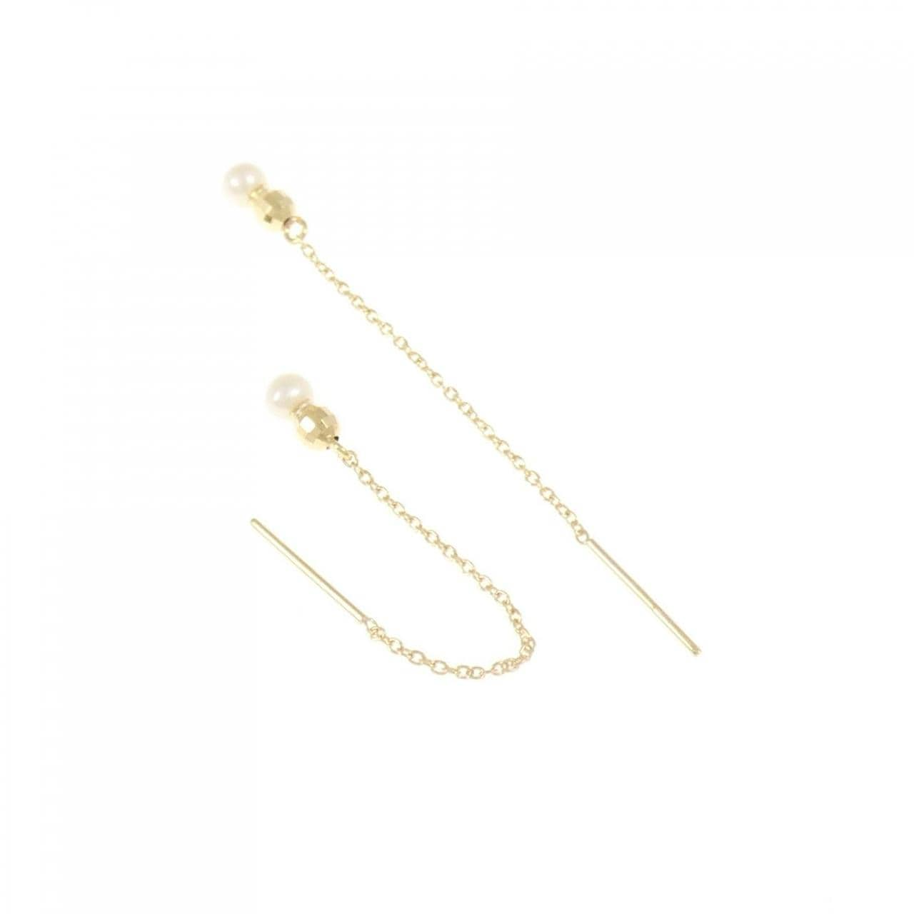 K18YG freshwater pearl earrings 3.1mm