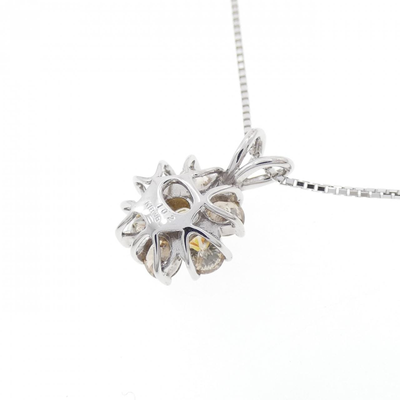 K18WG フラワー ダイヤモンド ネックレス 1.02CT