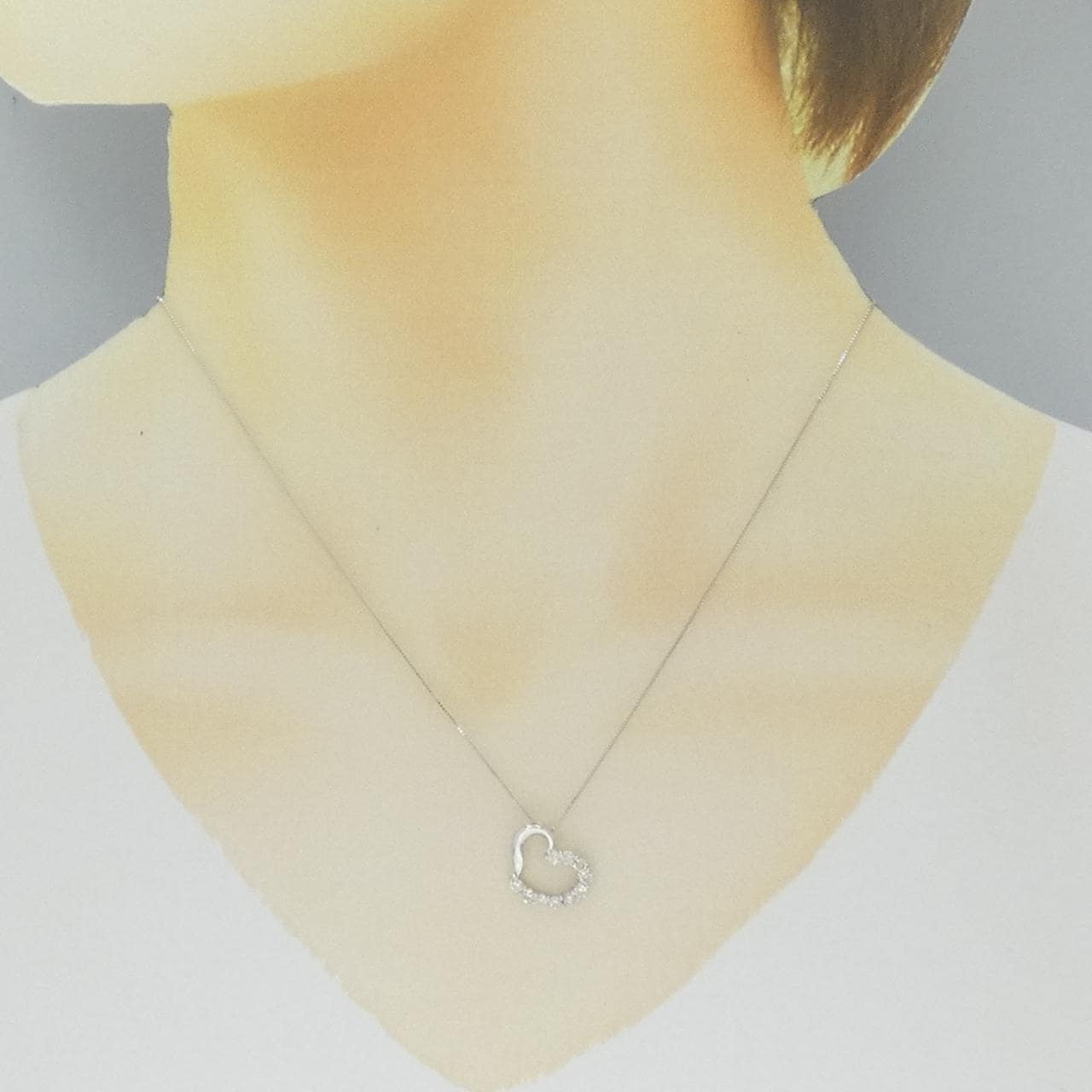 K10WG ハート ダイヤモンド ネックレス 0.40CT