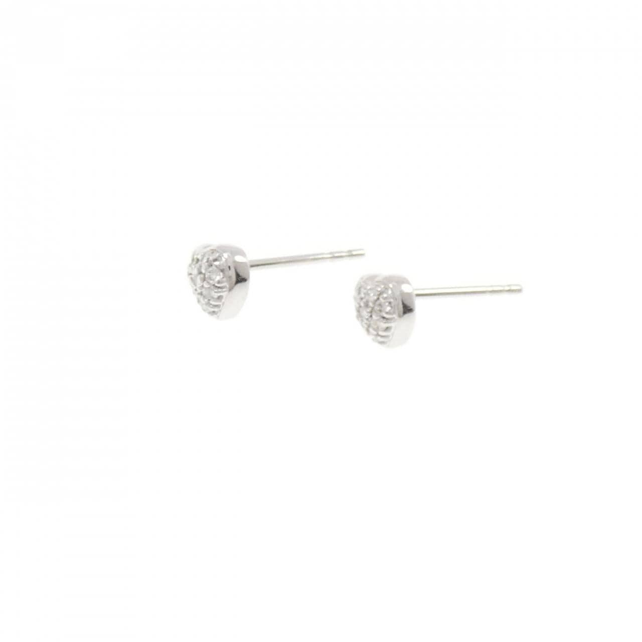 K18WG ハート ダイヤモンド ピアス 0.11CT