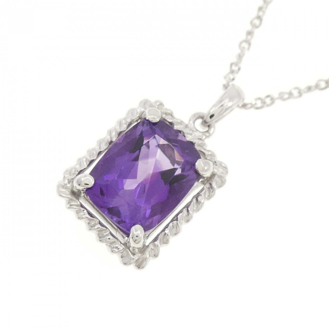 PT900/K18WG Amethyst Necklace 2.10CT