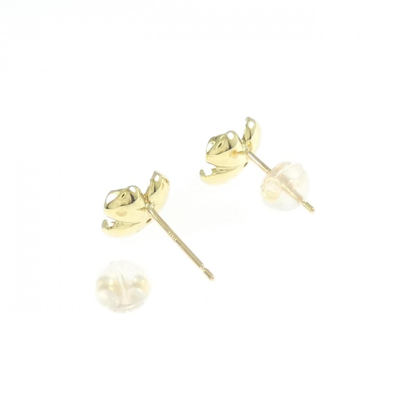 K18YG フラワー ダイヤモンド ピアス 0.02CT