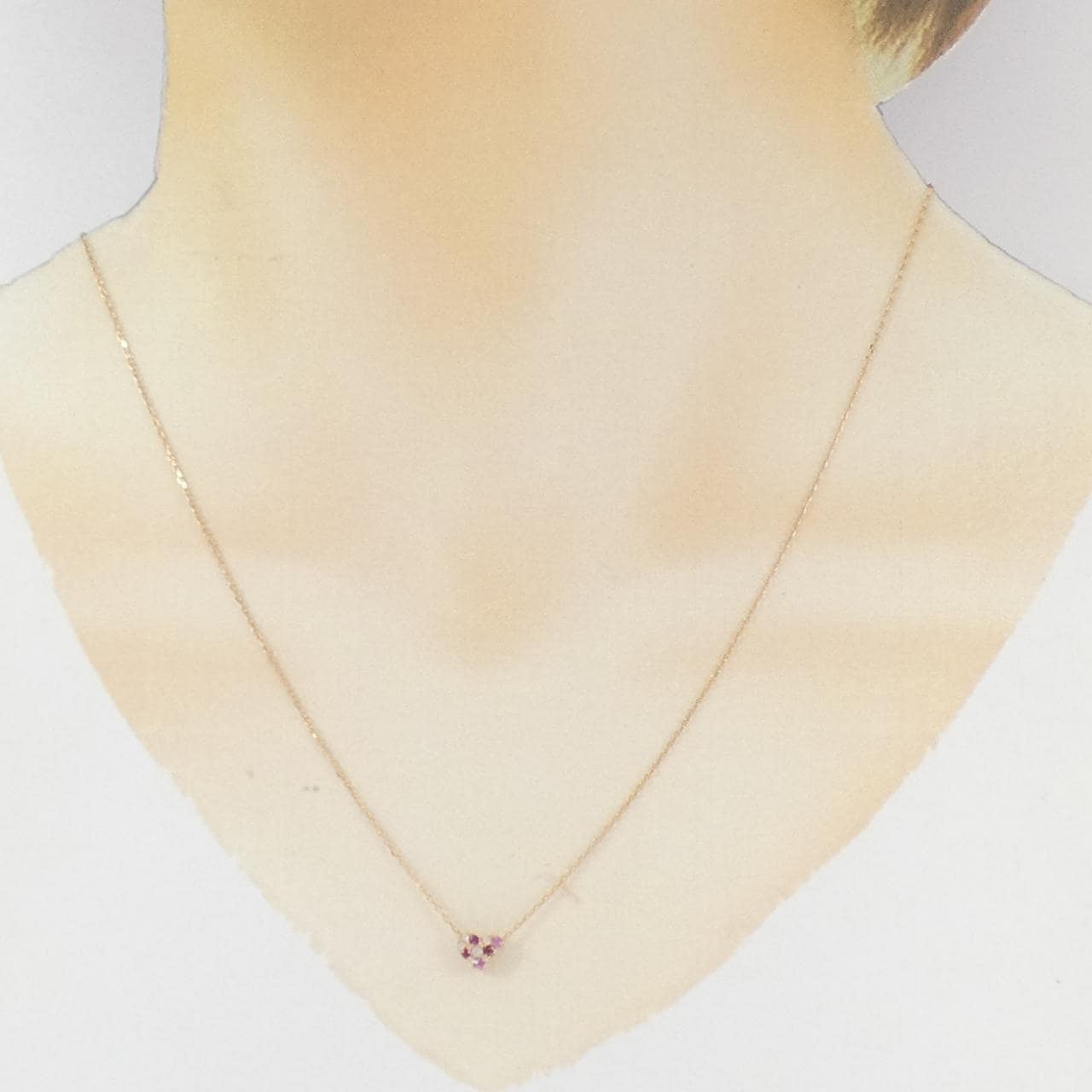 K18PG ハート カラーストーン ネックレス