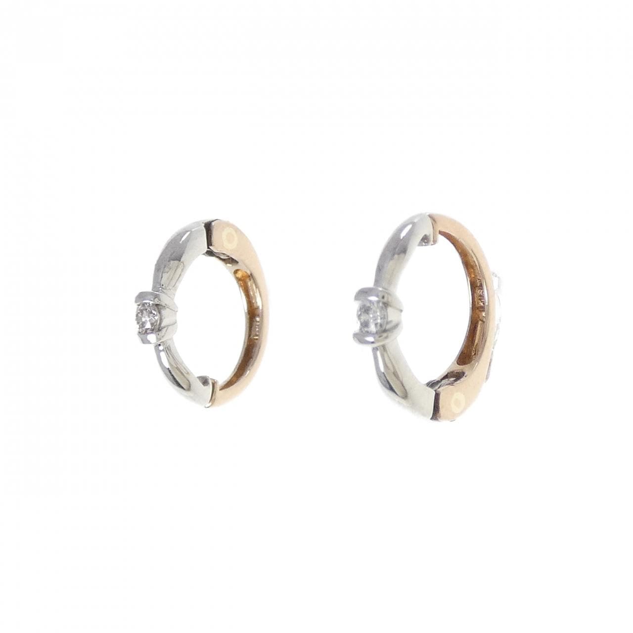 K18PG/PT900 ダイヤモンド イヤリング 0.04CT