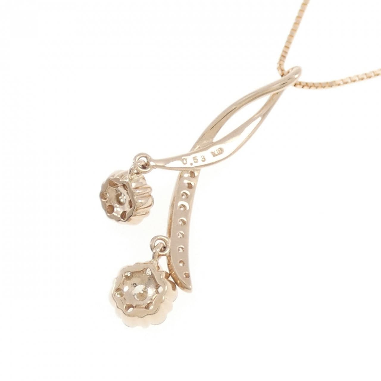 K18PG フラワー ダイヤモンド ネックレス 0.53CT