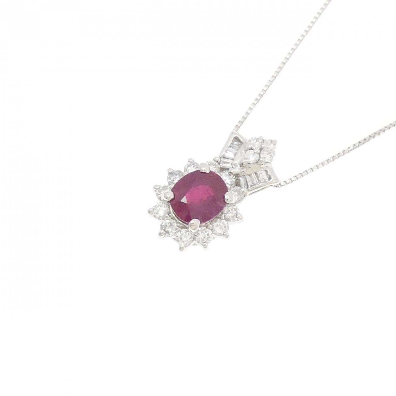 PT900/PT850 ルビー ネックレス 1.14CT