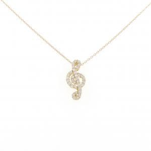 K18YG ト音記号 ダイヤモンド ネックレス 0.30CT