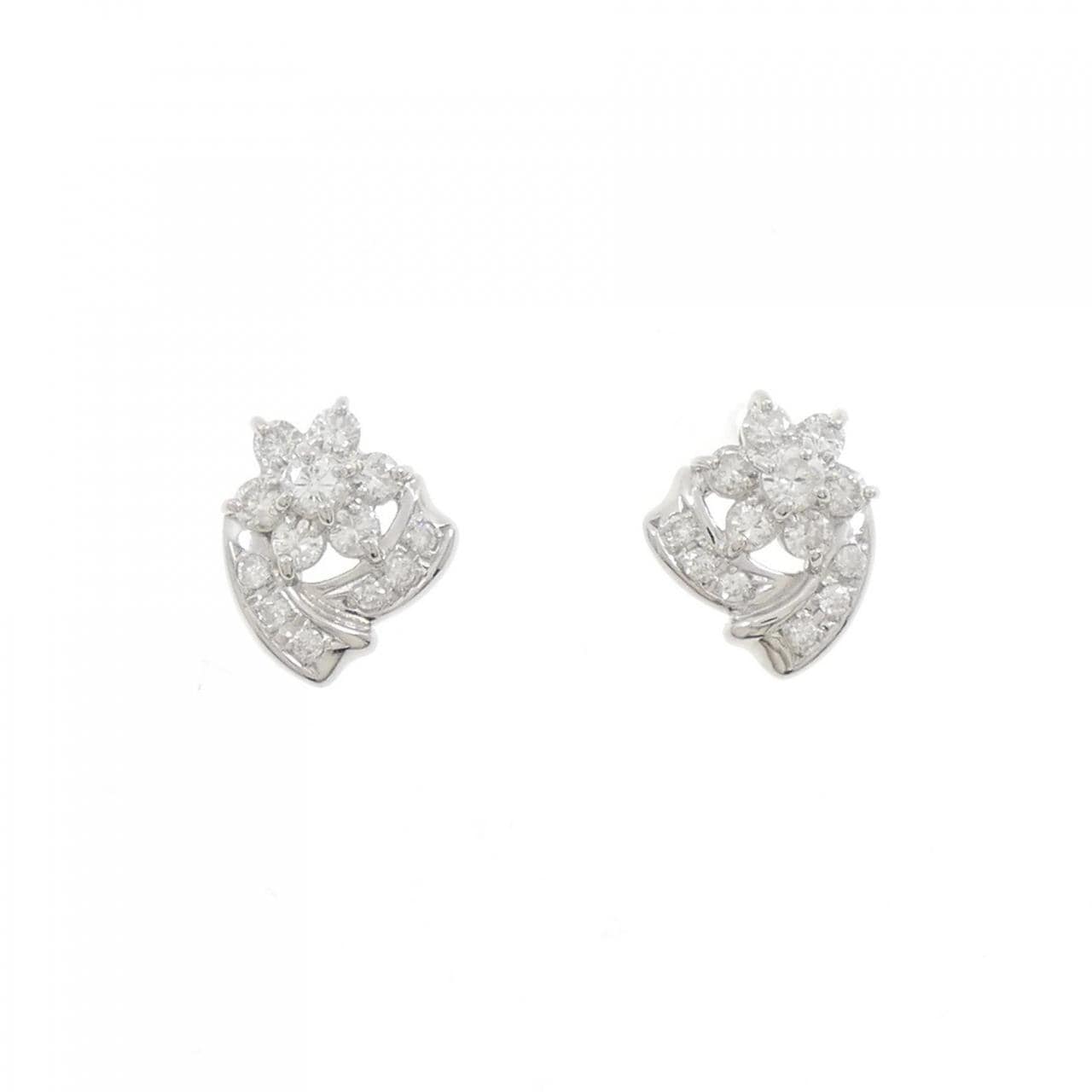 PT フラワー ダイヤモンド ピアス 1.00CT