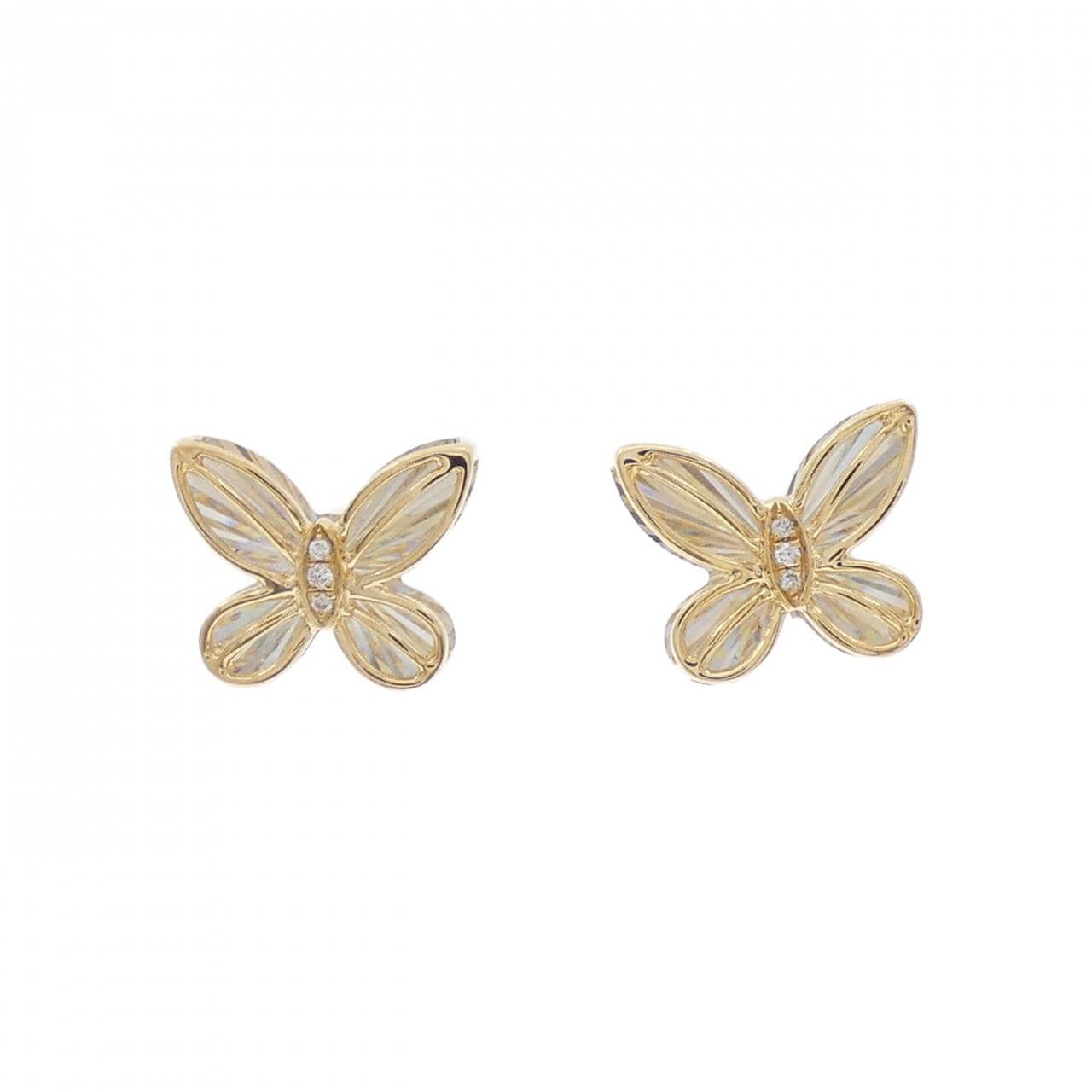 [BRAND NEW] K18YG butterfly Diamond earrings 0.02CT