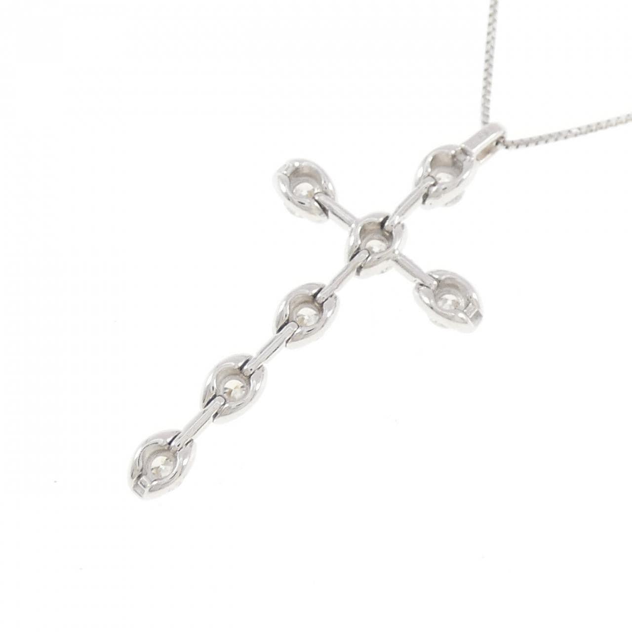K18WG クロス ダイヤモンド ネックレス 0.50CT
