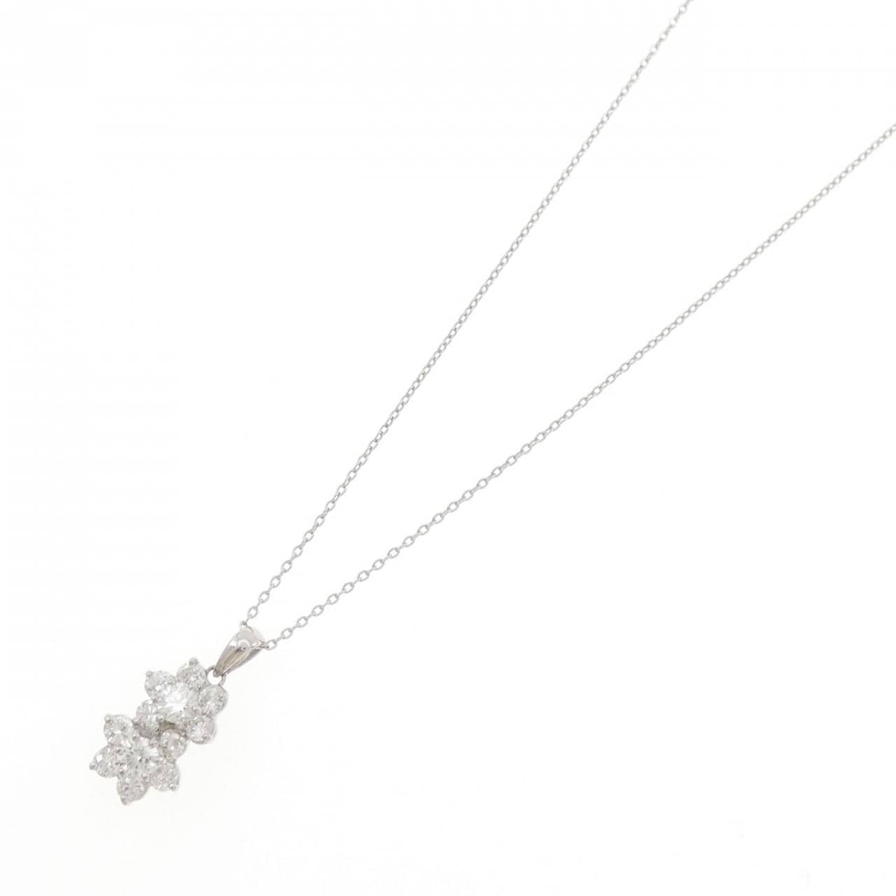 PT900/PT850 フラワー ダイヤモンド ネックレス 0.93CT