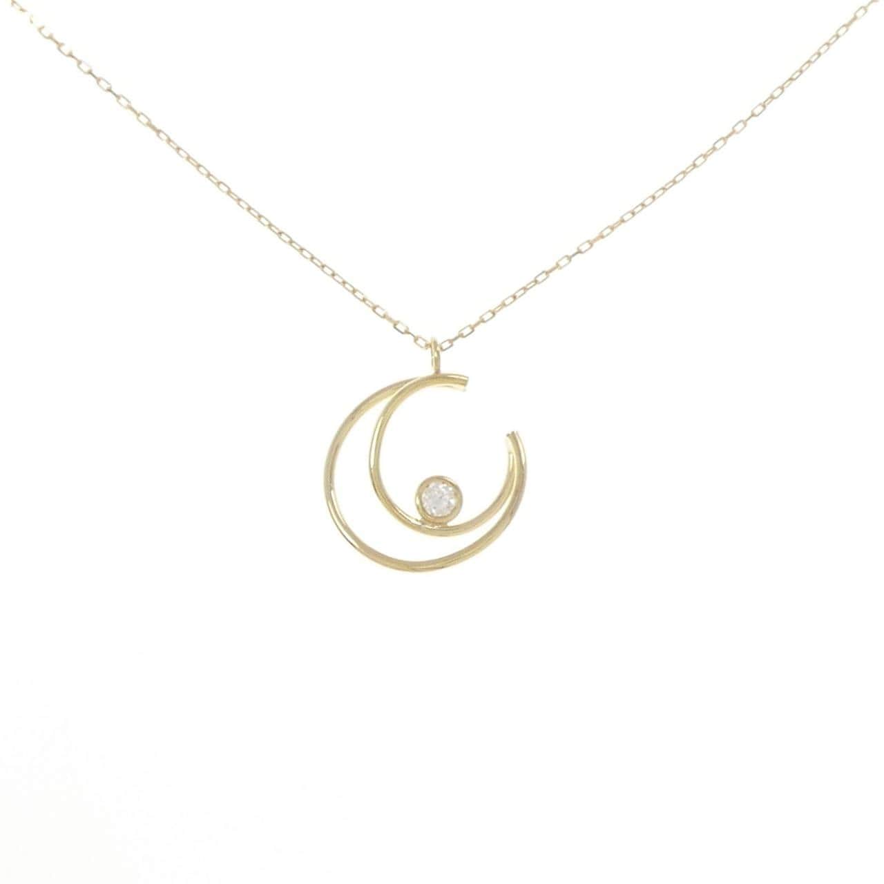 K18YG ムーン ダイヤモンド ネックレス 0.03CT