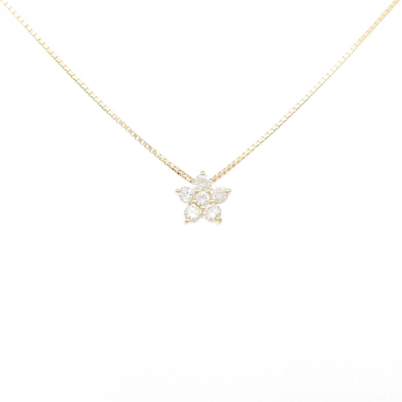 K18YG flower Diamond necklace 0.30CT