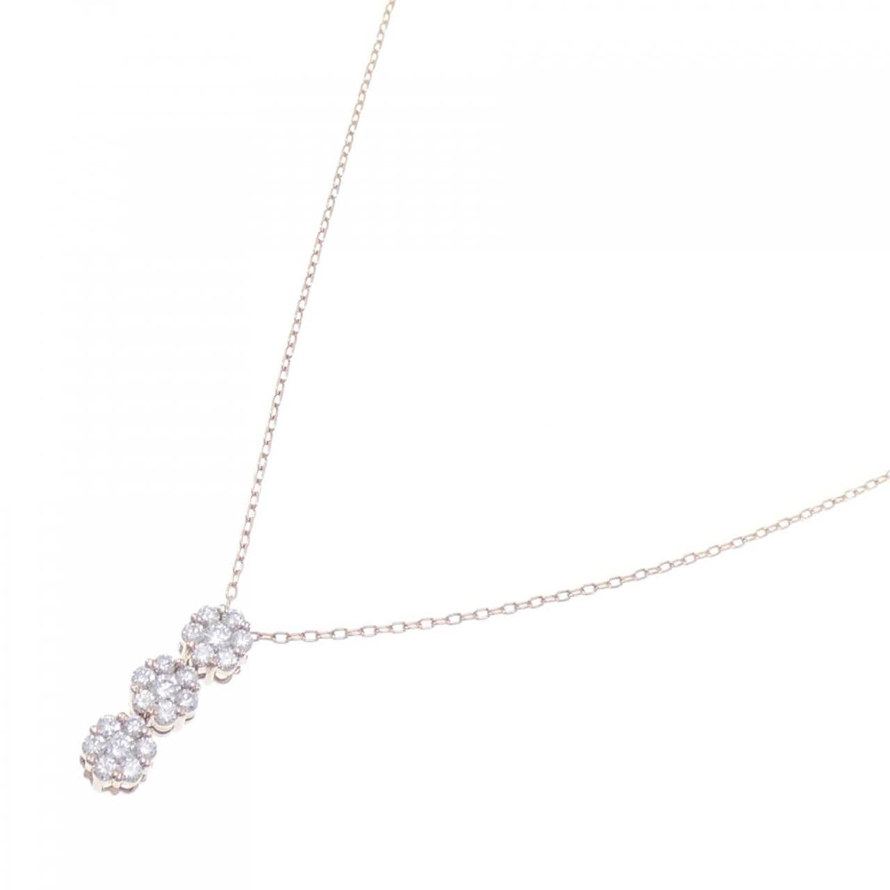 K18PG flower Diamond necklace 0.50CT
