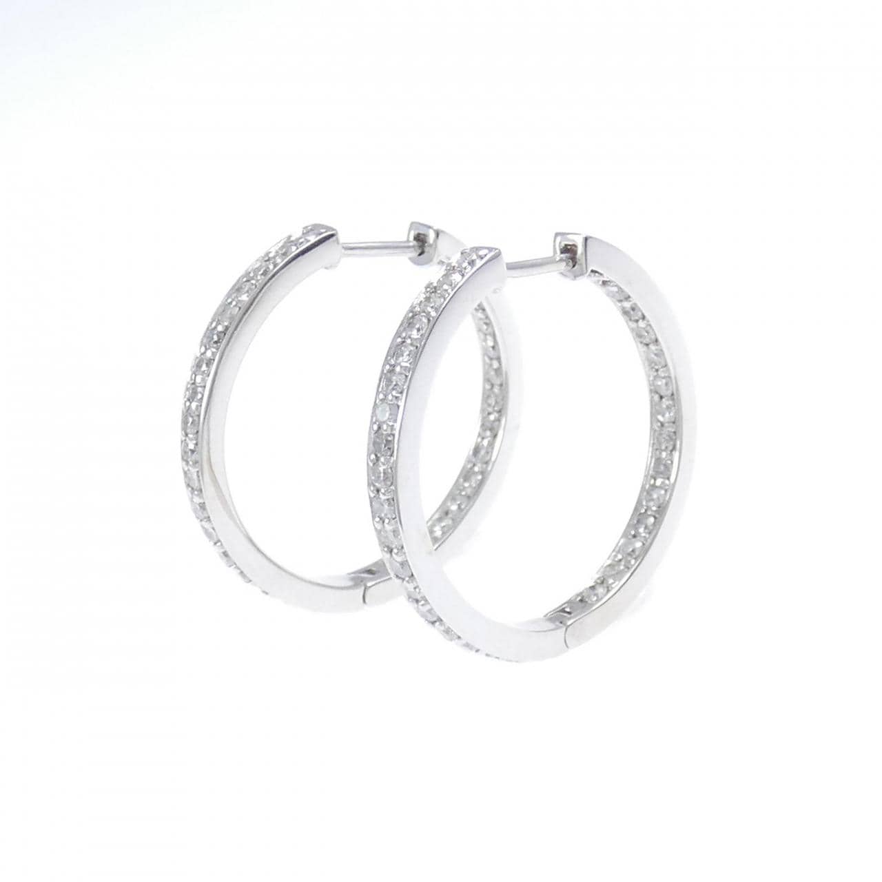 K14WG ダイヤモンド フープ ピアス 0.80CT