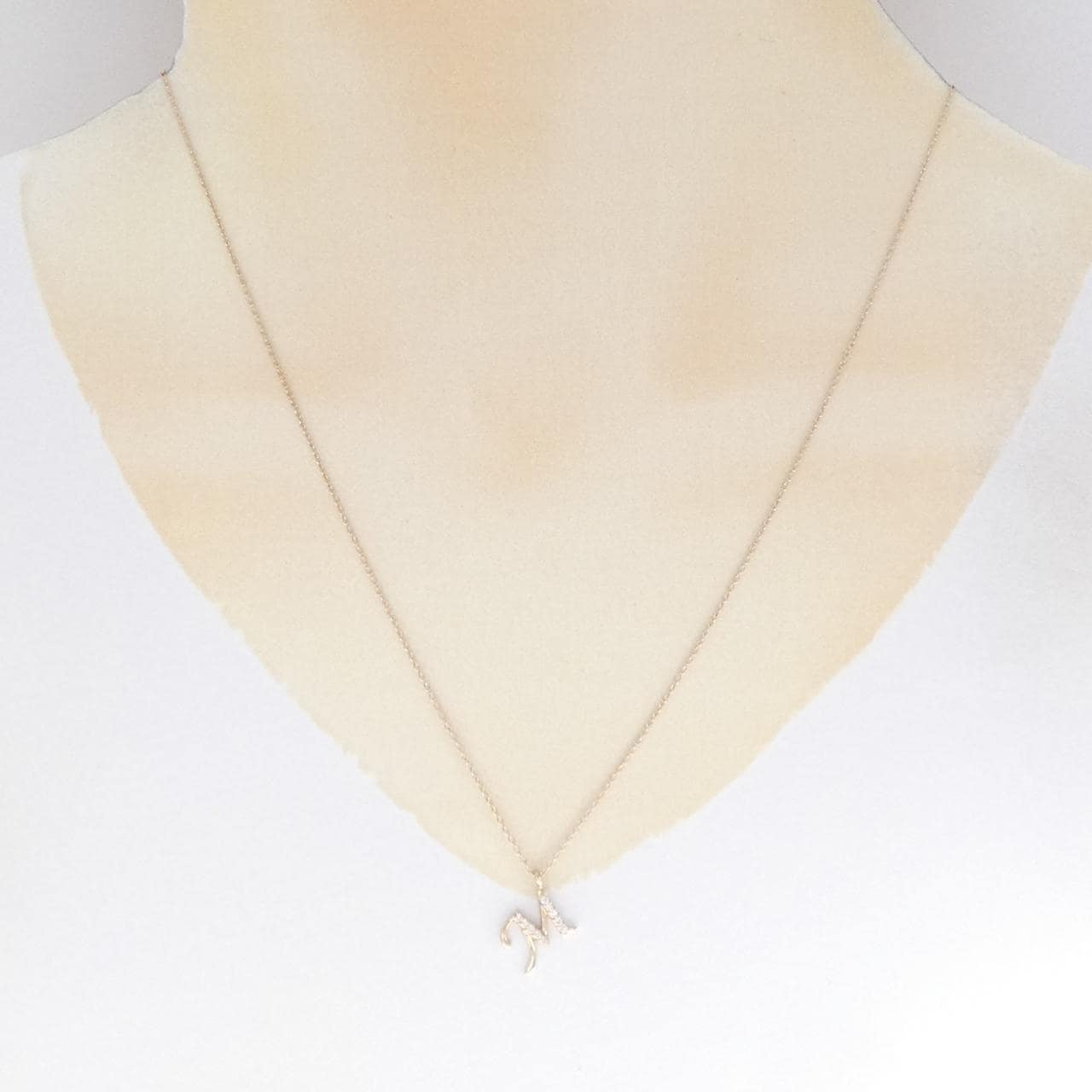 K18PG イニシャルM ダイヤモンド ネックレス 0.06CT