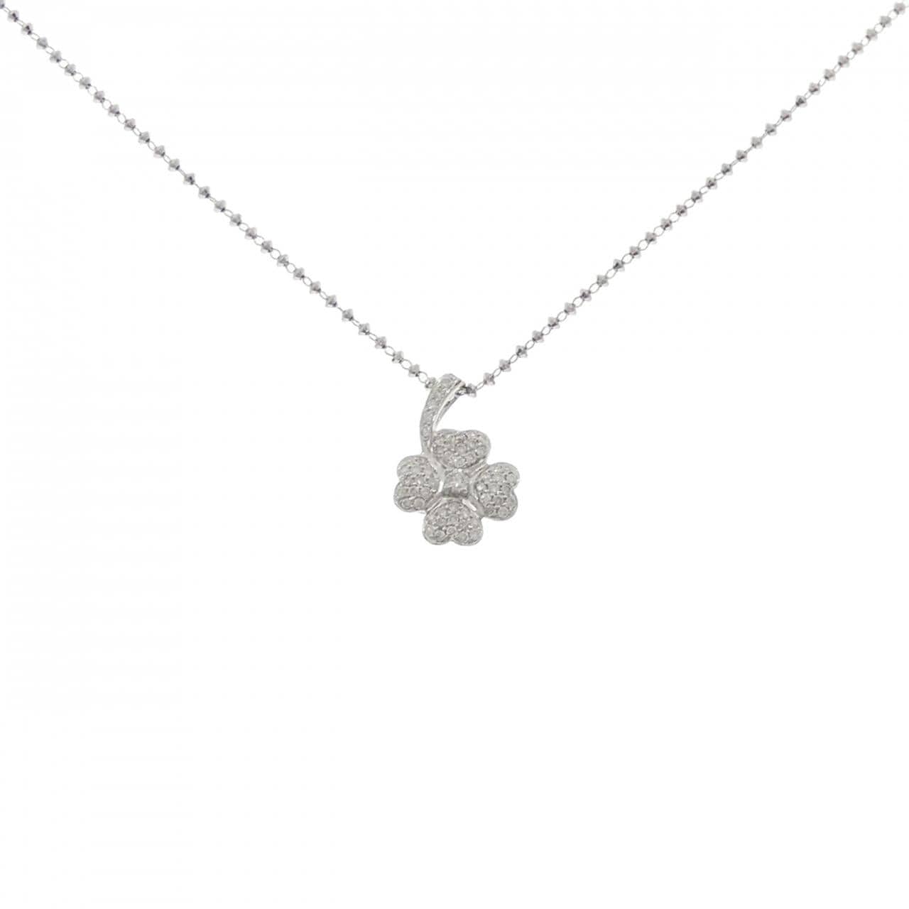 K18WG クローバー ダイヤモンド ネックレス 0.40CT