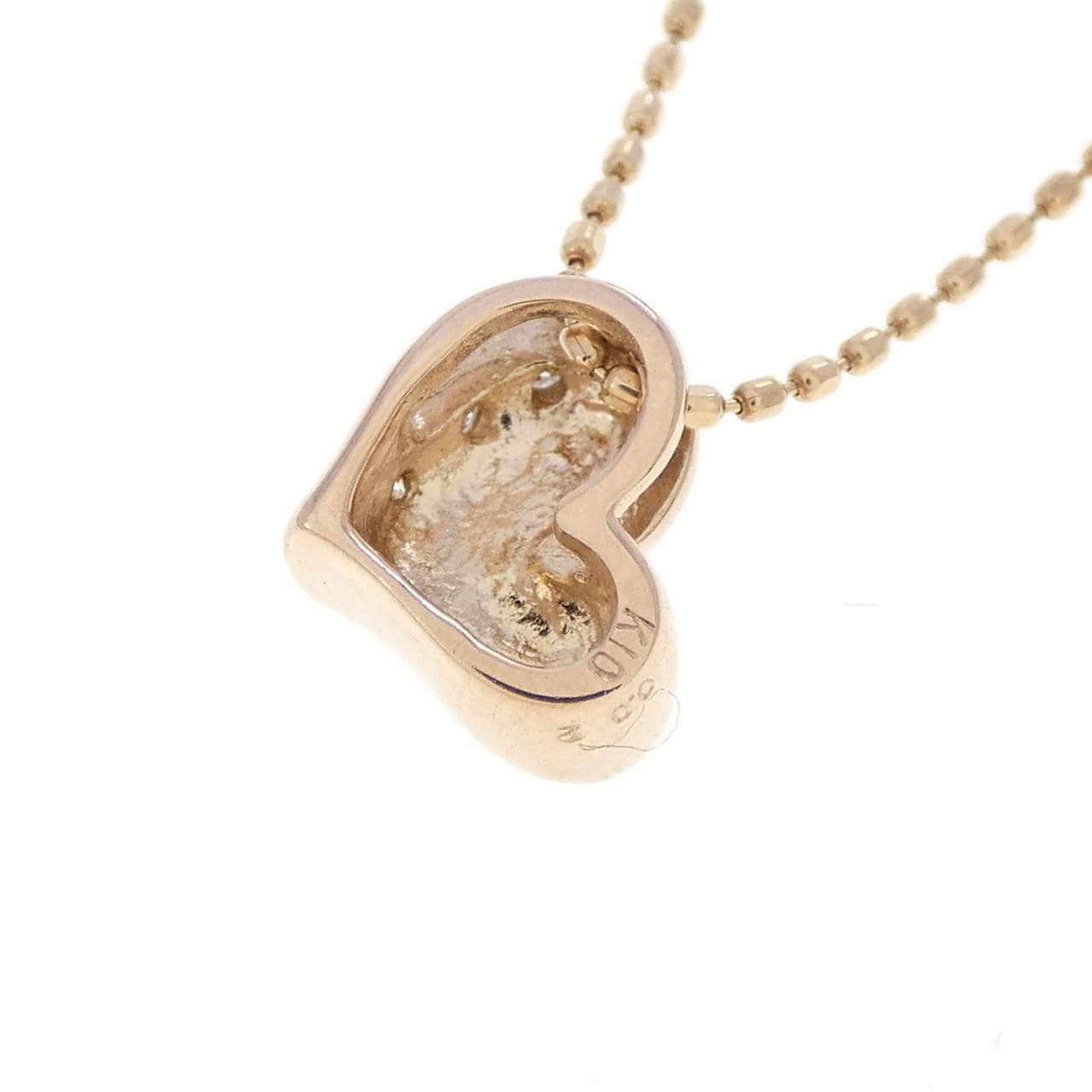 K10PG ハート ダイヤモンド ネックレス 0.02CT