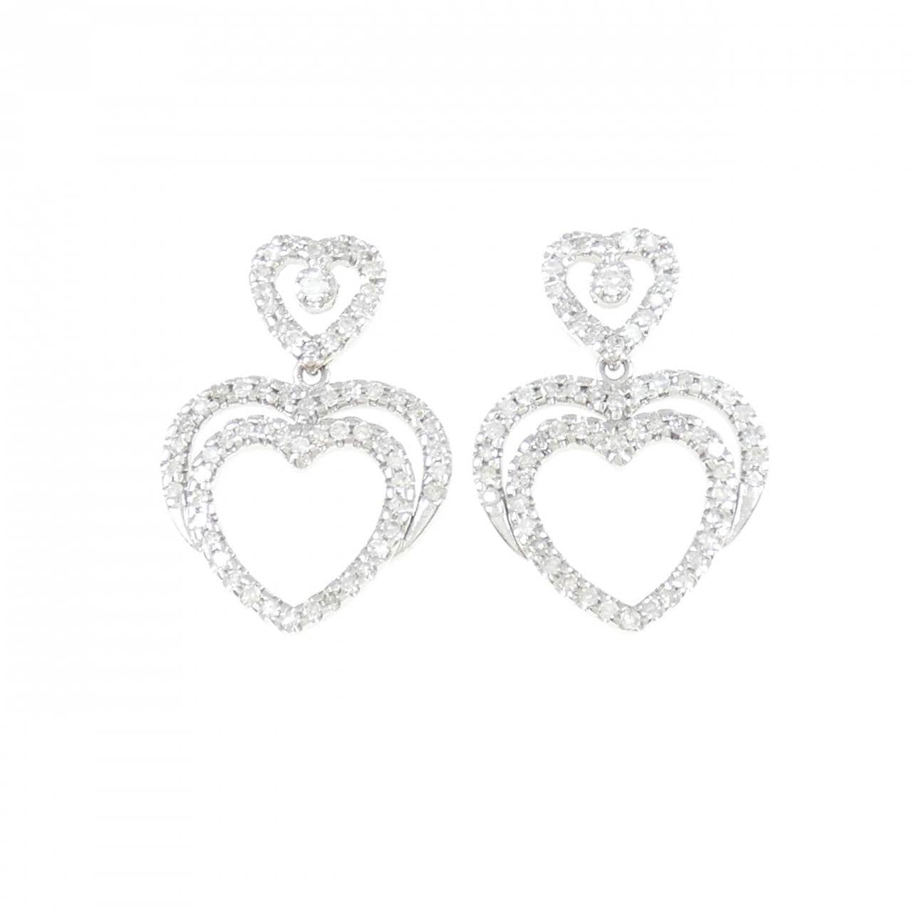 K14WG ハート ダイヤモンド ピアス 0.58CT