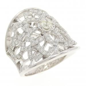 K18WG フラワー ダイヤモンド リング 0.186CT