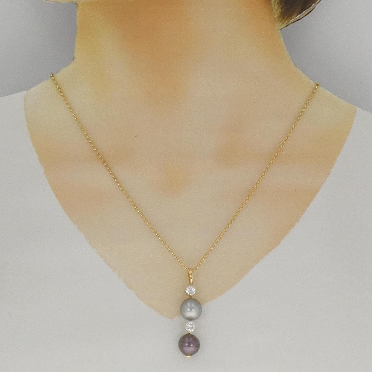 K18YG/750YG 黒蝶パール ネックレス