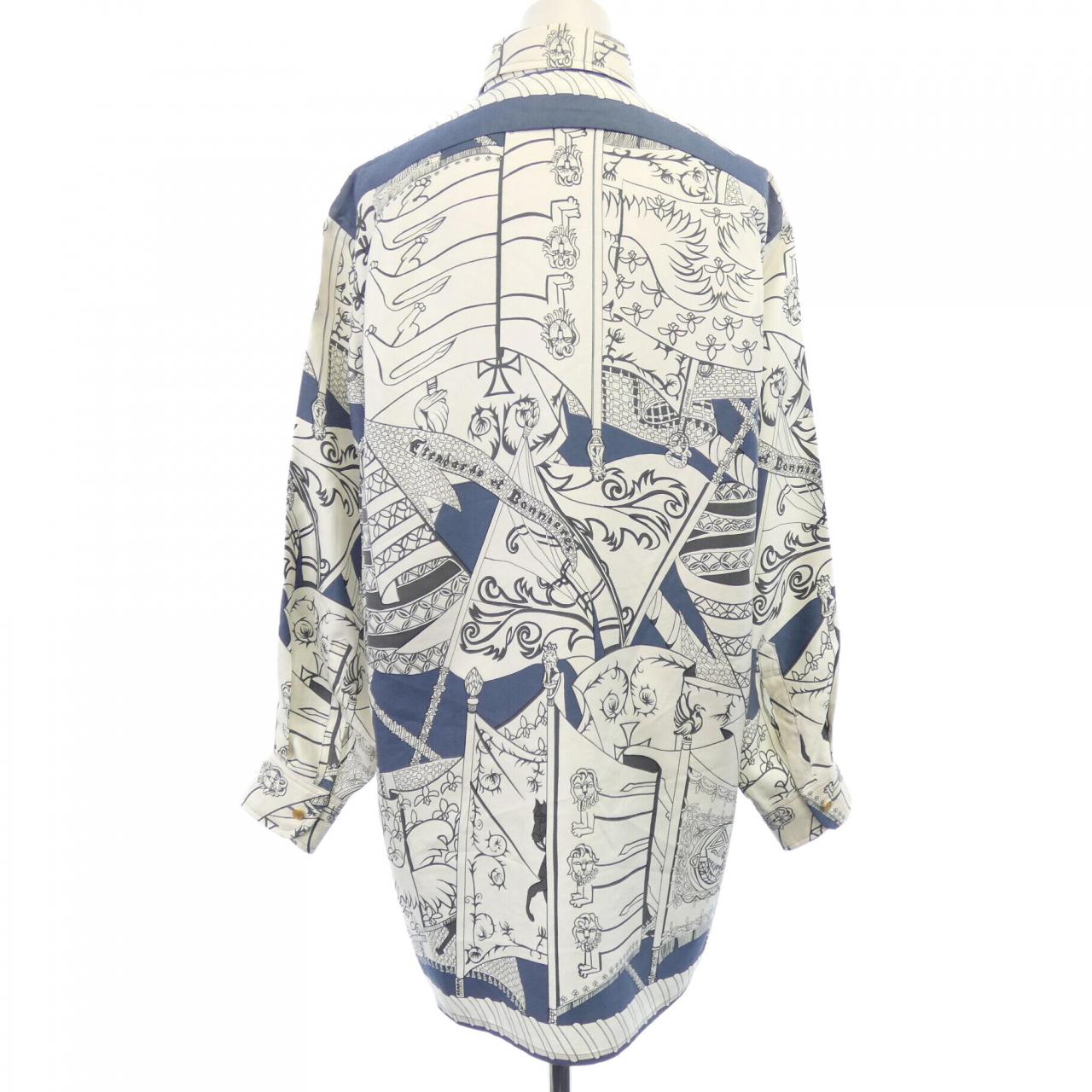 【ヴィンテージ】エルメス HERMES ETENDARDS ET BONNIERES ツイルレーヌ. S／Sシャツ