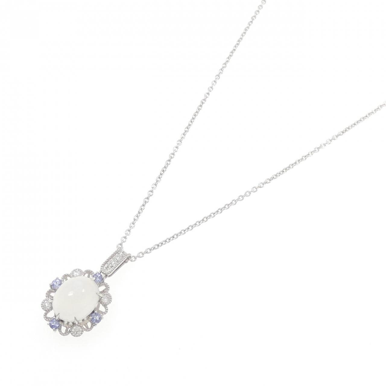 K18WG ムーンストーン ネックレス 4.13CT