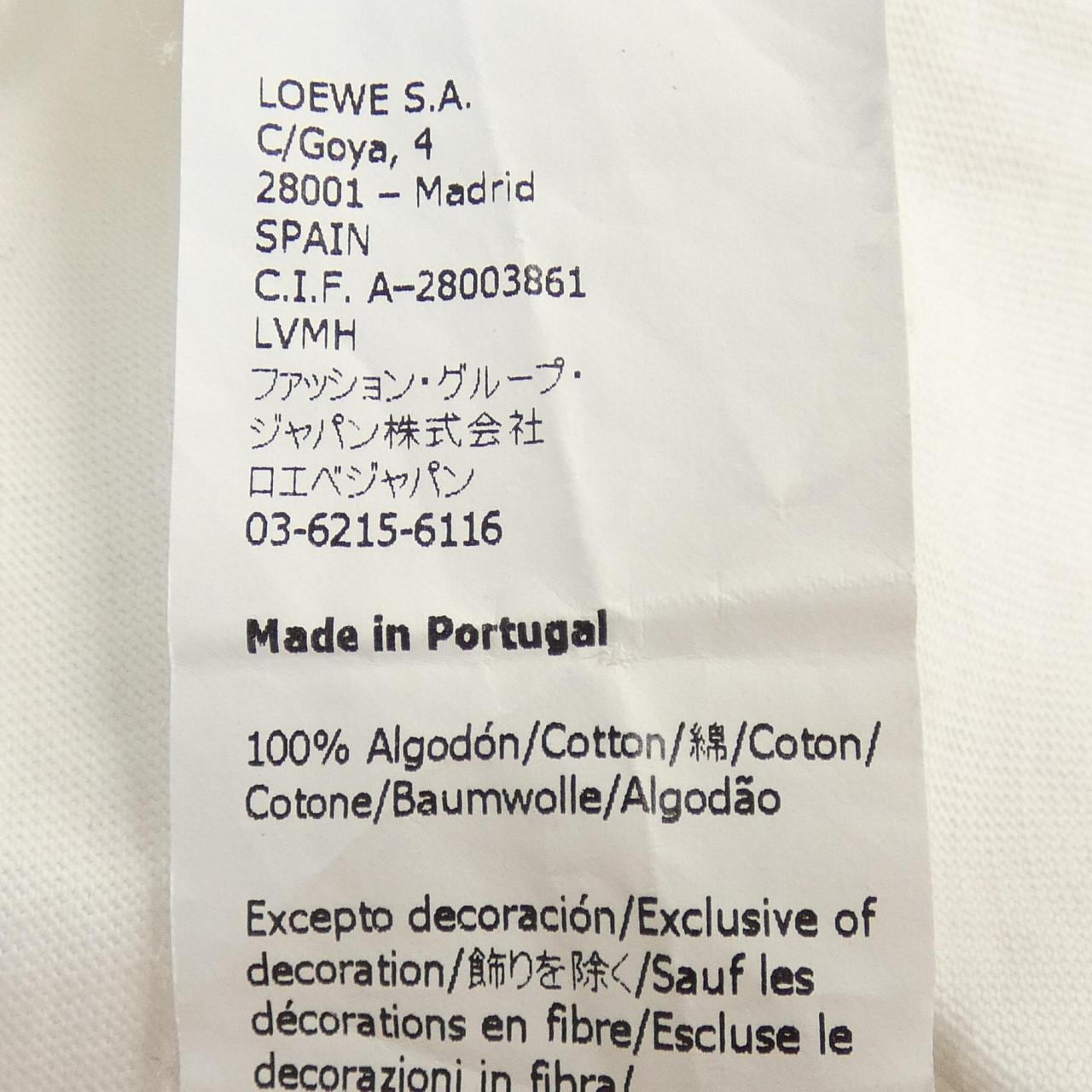ロエベ LOEWE S616341X16 Tシャツ