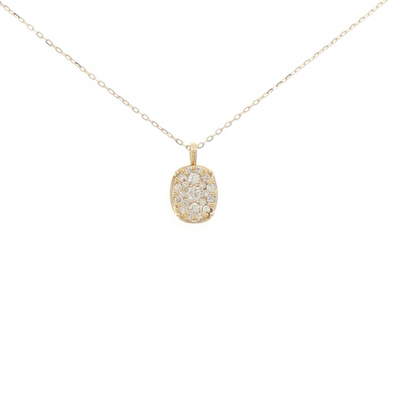K18YG パヴェ ダイヤモンド ネックレス 0.14CT