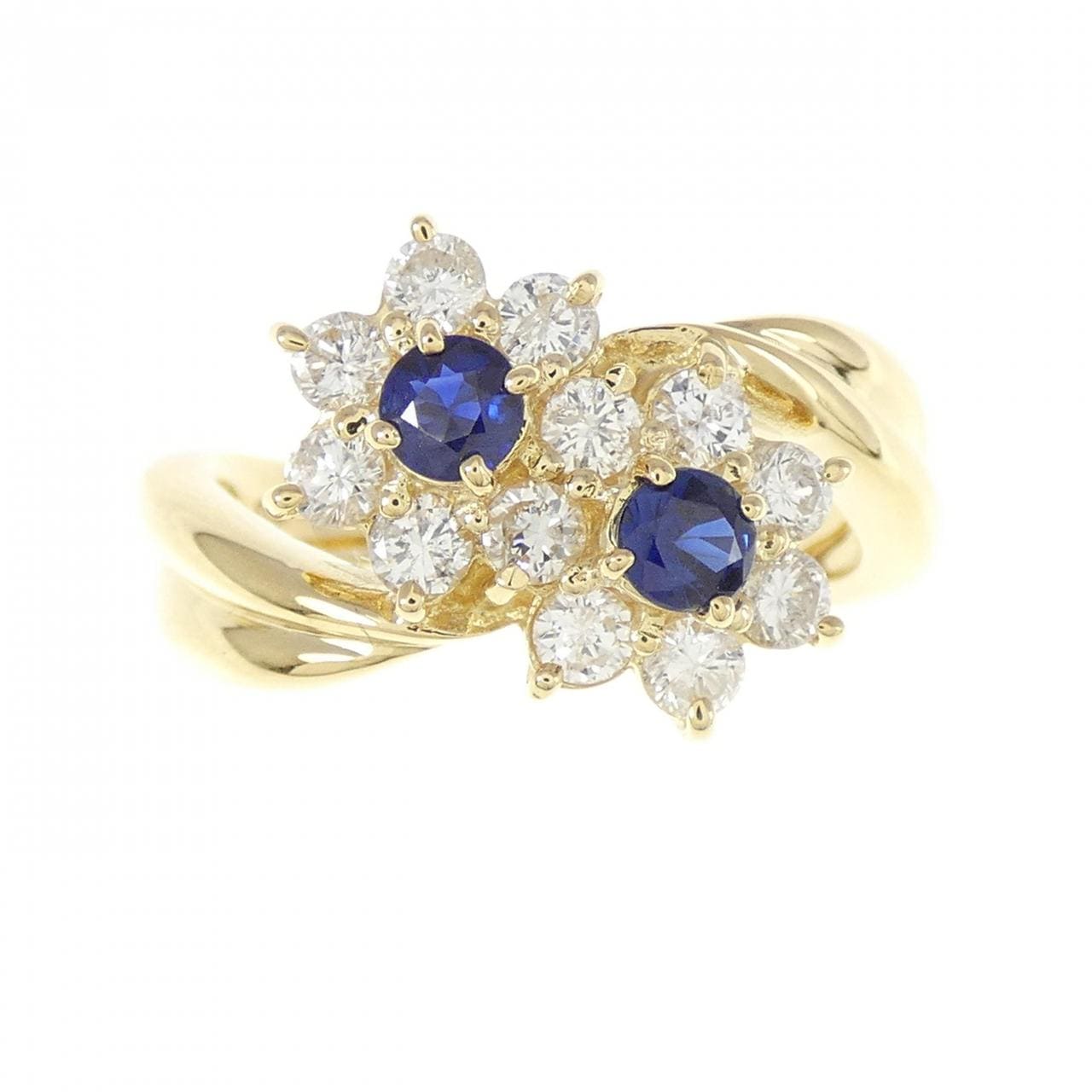 K18YG Flower Sapphire Ring 0.30CT