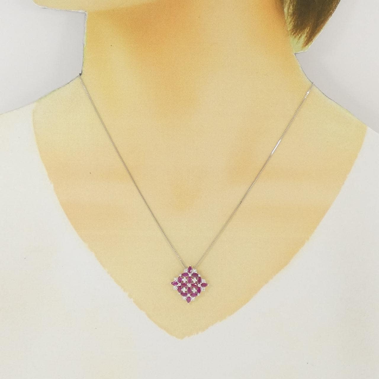 K18WG ルビー ネックレス 1.50CT
